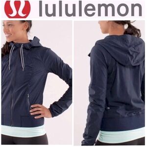 Lululemon Dance Studio full zip hooded jacket navy blue, pinstripe size 4 (S)